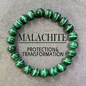 Natural Malachite Beaded Stretch Bracelet Handmade 8MM Gemstone Boho Green New